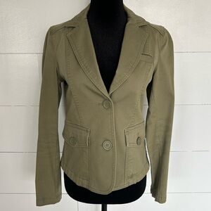 VTG  Gap Stretch Olive Green Cotton (Y2K) Utility-Style Blazer/Jacket Versatile